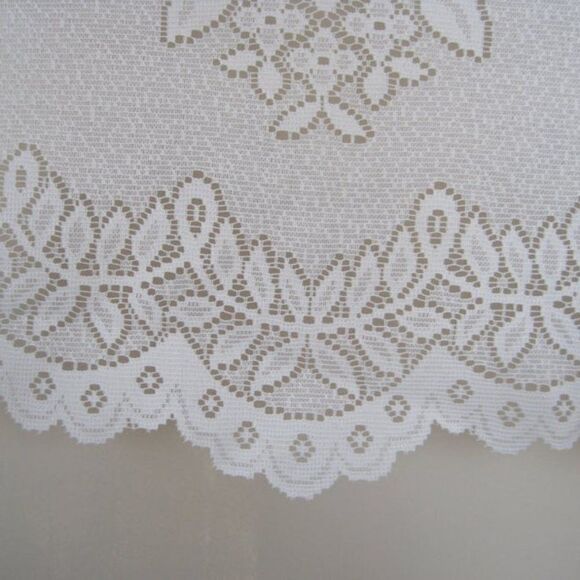 Curtain Lace Panel Flowers 61.5 x 23 Off White VTG - Picture 3 of 4